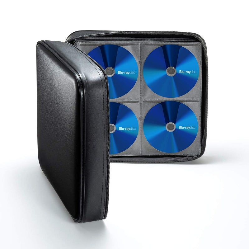 SANWA 320 Capacity CD Case, Large CD Sleeves, Portable DVD VCD Storage Box, Portable Zipper Bag, EVA Protective Blu-ray Wallet with Handle, For Car, Home, Office, Games Disc, Audio Music, Black - Image 2
